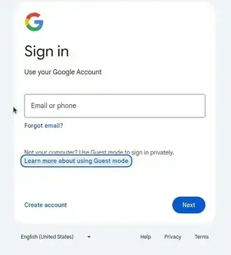 Animated image showing the focus order in Google's sign-in page